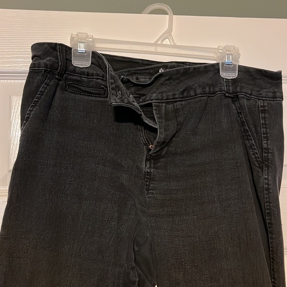 Black denim flare leg jeans. - Picture 2 of 8